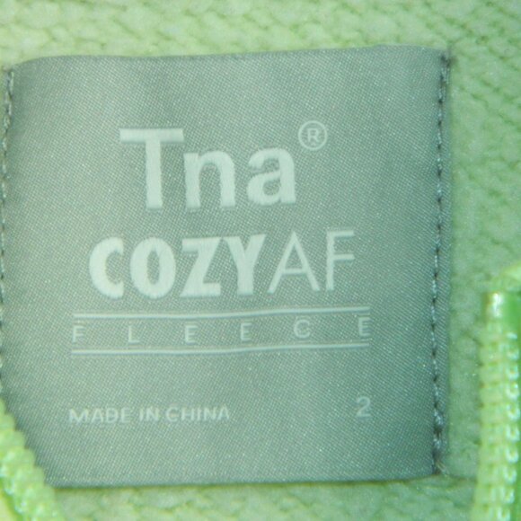 TNA Aritzia Cozy AF Fleece Lime Green Oversized Full Zip up Hoodie Size 2 or S/M - Picture 10 of 14